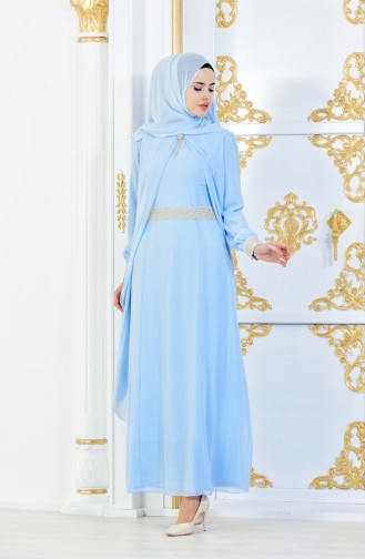 Robe Hijab FY 52221-01 Bleu Glacé 52221-01