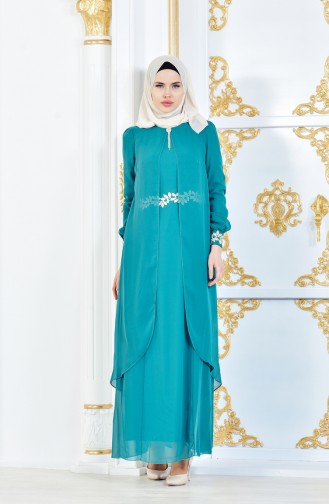 Robe Hijab 52221A-07 Vert Noisette 52221A-07