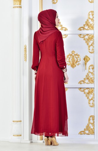Dark Claret Red Hijab Dress 52221A-14
