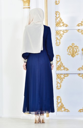 Navy Blue Hijab Dress 52221-05