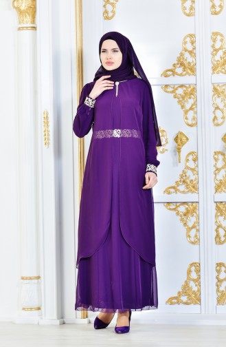 Purple Hijab Dress 52221-19