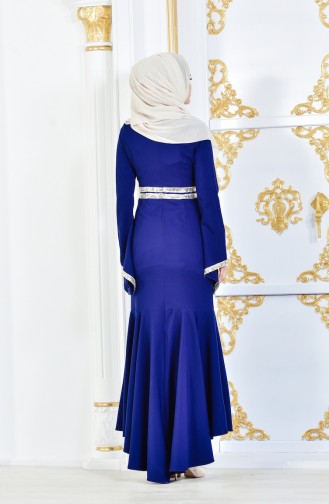 Saxe Hijab Evening Dress 81540-02