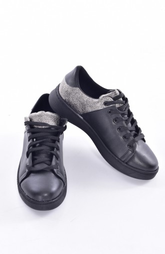 Sneaker Bayan Ayakkabı 50221-02 Siyah Platin