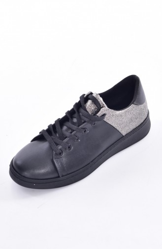 Sneaker Bayan Ayakkabı 50221-02 Siyah Platin
