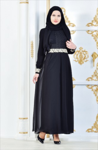 Lace Detail Dress Dress FY 51983-07 Black 51983-07
