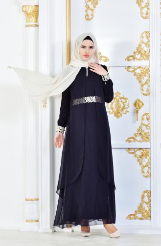 Schwarz Hijab Kleider 52221-06