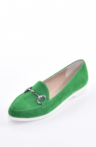 Bayan Tokalı Ayakkabı 50210-06 Yeşil Süet