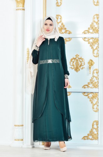 فستان أخضر حشيشي 52221-07