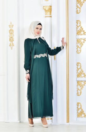 Grün Hijab Kleider 52221A-02