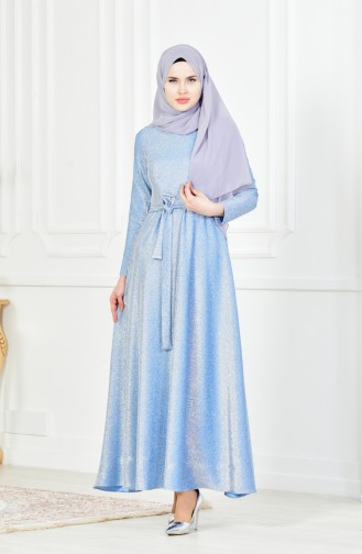 Baby Blue Hijab Evening Dress 4139-04