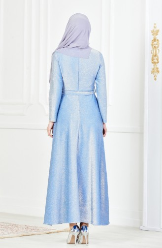 Baby Blue Hijab Evening Dress 4139-04