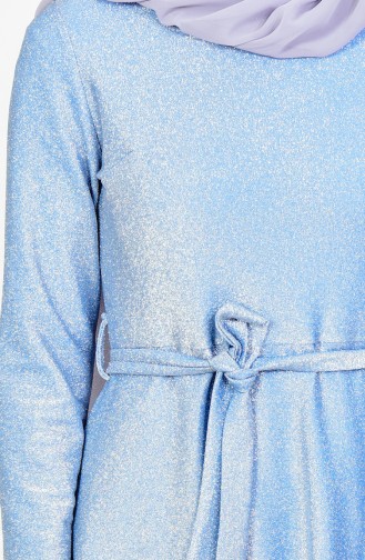 Robe de Soirée à Paillette 4139-04 Bleu Bébé 4139-04