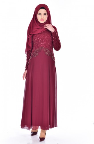 Claret red İslamitische Avondjurk 52614-03