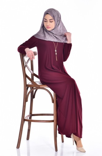 Claret Red Hijab Dress 5142-03