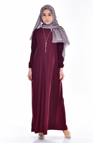 Claret Red Hijab Dress 5142-03