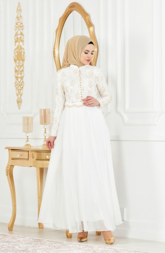 Robe de Soirée a Dentelle 7960-06 Ecru 7960-06