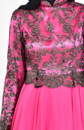 Robe de Soirée Col Officier 1713288-01 Fushia 1713288-01