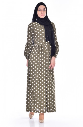 Khaki Hijab Dress 5208-03