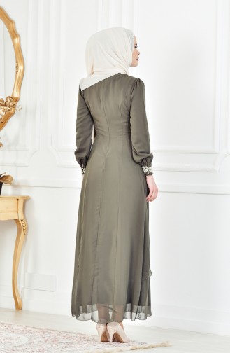 Geschnürtes Kleid aus Chiffon 52221A-08 Khaki Grün 52221A-08