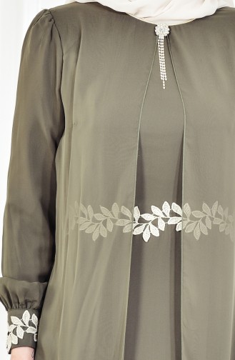 Geschnürtes Kleid aus Chiffon 52221A-08 Khaki Grün 52221A-08