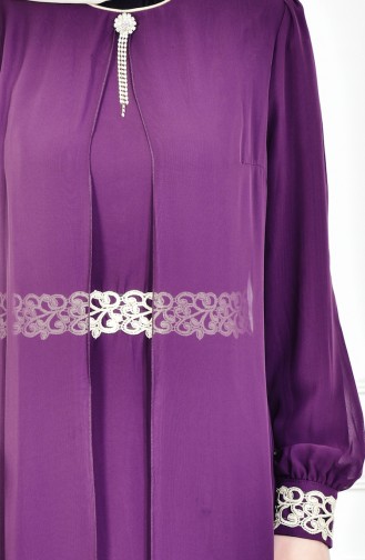 Robe Hijab FY 52221-23 Pourpre Foncé 52221-23