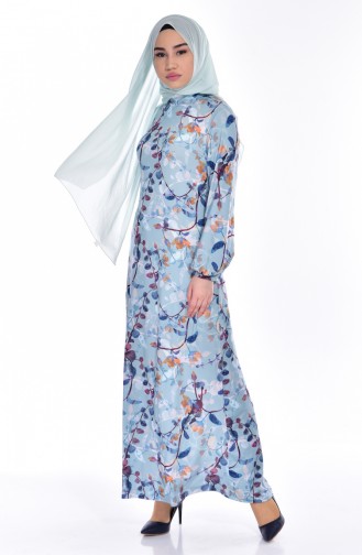 Mint Blue Hijab Dress 9007-01