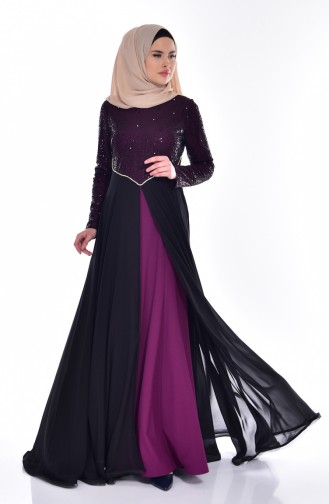 Purple Hijab Evening Dress 1713169-02
