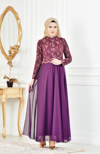 Lace Evening Dress 7960-05 Purple 7960-05
