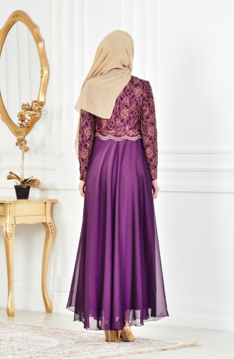 Lace Evening Dress 7960-05 Purple 7960-05