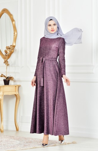 Purple Hijab Evening Dress 4139-02
