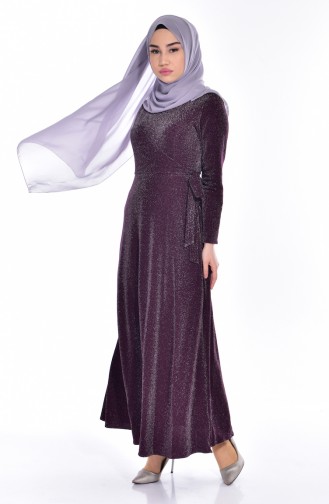 فستان بتصميم محاك خيوط لامعة مع سحاب  60582-03