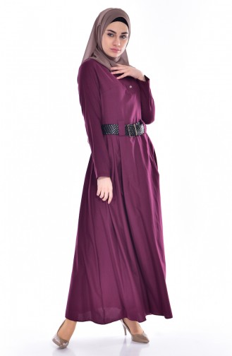 Kleid mit Gürtel 2913-02 Zwetschge 2913-02