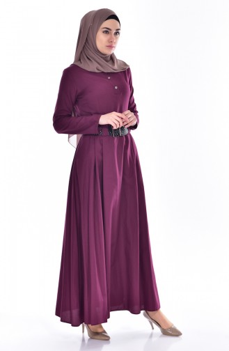 Kleid mit Gürtel 2913-02 Zwetschge 2913-02