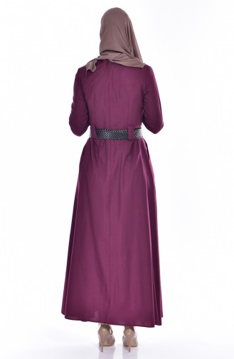 Kleid mit Gürtel 2913-02 Zwetschge 2913-02