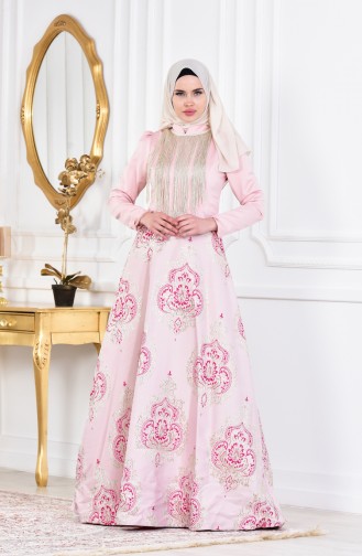 Pink Hijab Evening Dress 1012-01