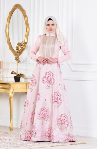 Abendkleid mit Fransen 1012-01 Pink 1012-01