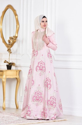 Abendkleid mit Fransen 1012-01 Pink 1012-01