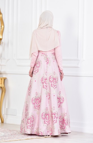 Pink Hijab Evening Dress 1012-01