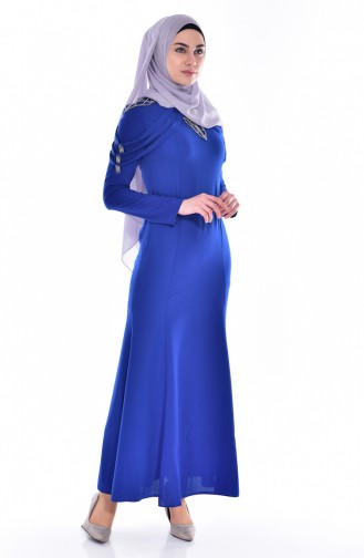 Robe Bordée de Pierre 3384-01 Bleu Roi 3384-01