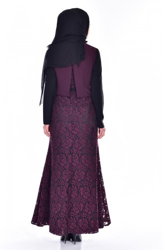 Claret Red Hijab Evening Dress 1713178-01