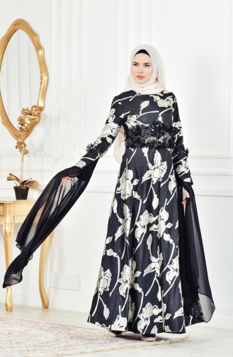 Black Hijab Evening Dress 1713214-02