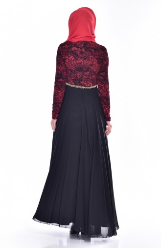 Robe de Soirée a Paillette 1713231-01 Noir Rouge 1713231-01