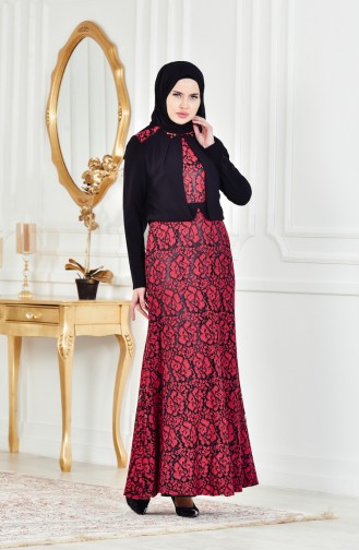 Red Hijab Evening Dress 1713178-03