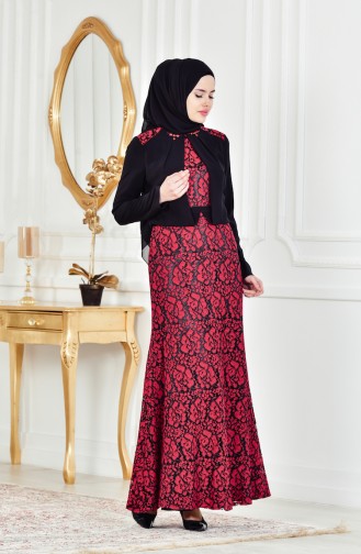Red Hijab Evening Dress 1713178-03
