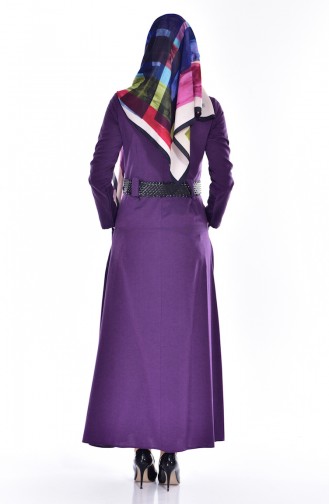 TUBANUR Belted Dress 2913-09 Purple Black 2913-09