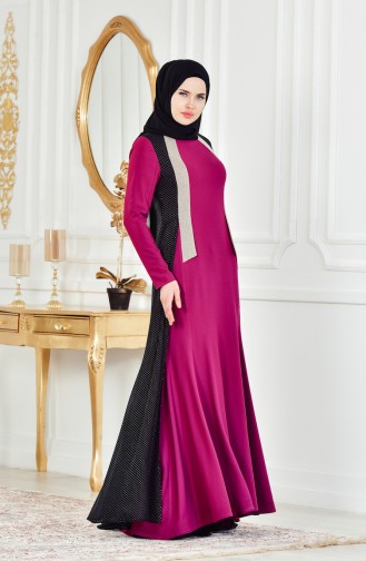 Robe de Soirée Détail Pélerine 1613954-01 Plum Noir 1613954-01