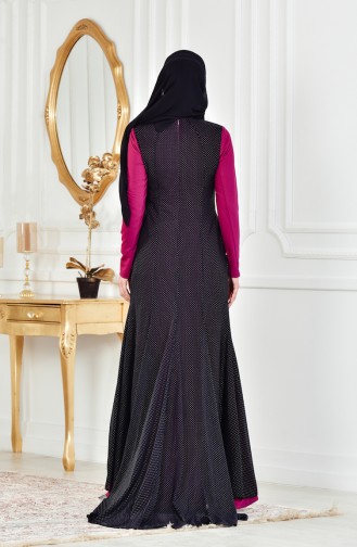 Robe de Soirée Détail Pélerine 1613954-01 Plum Noir 1613954-01