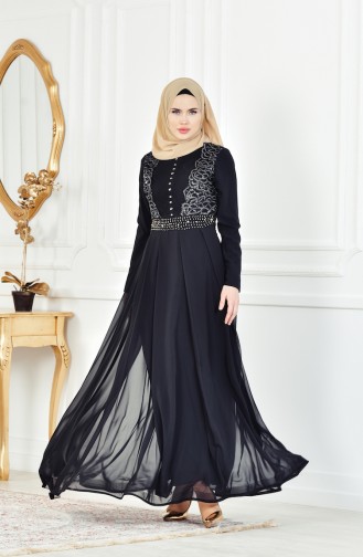 Black Hijab Evening Dress 1713168-03