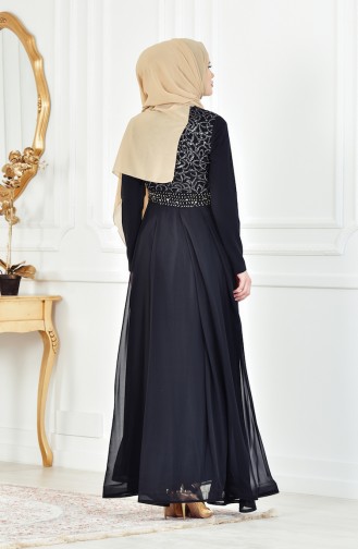 Schwarz Hijab-Abendkleider 1713168-03