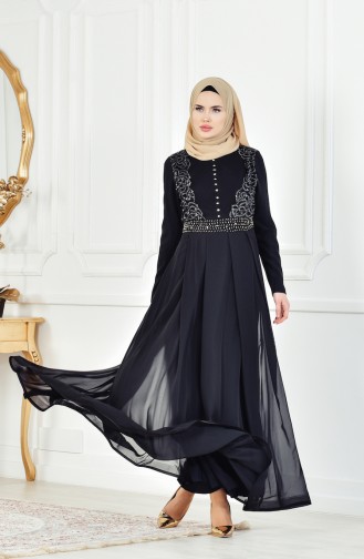 Schwarz Hijab-Abendkleider 1713168-03
